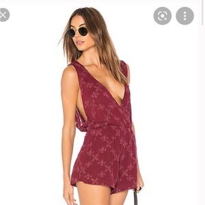 Mia Marcelle Burgundy Open Eyelet Romper